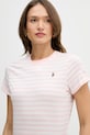U.S. Polo Assn. t-shirt bawełniany STRIPE CREW NECK różowy WUP1308