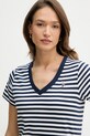 U.S. Polo Assn. t-shirt bawełniany STRIPE V-NECK granatowy WUP1309