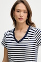 U.S. Polo Assn. t-shirt bawełniany STRIPE V-NECK granatowy WUP1309