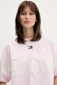Tommy Jeans tricou pentru femei, din bumbac roz DW0DW18706