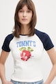 Tommy Jeans tricou pentru femei, din bumbac cu elastan bej DW0DW22303