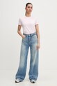 Tommy Jeans T-shirt damski bawełniany DW0DW22310 różowy SS26