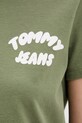 Tommy Jeans T-shirt γυναικείο βαμβακερό DW0DW22310 πράσινο
