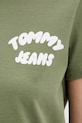 Tommy Jeans T-shirt γυναικείο βαμβακερό DW0DW22310 πράσινο
