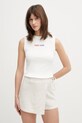 Tommy Jeans top pentru femei, din bumbac cu elastan bej DW0DW22577