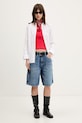 Tommy Jeans top pentru femei, din bumbac cu elastan DW0DW22577 rosu SS26