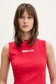 Tommy Jeans top pentru femei, din bumbac cu elastan rosu DW0DW22577