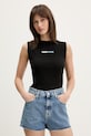Tommy Jeans top pentru femei, din bumbac cu elastan negru DW0DW22577