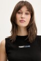 Tommy Jeans top pentru femei, din bumbac cu elastan negru DW0DW22577