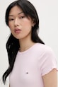 Tommy Jeans T-shirt damski bawełniany z elastanem różowy DW0DW22782