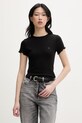 Tommy Jeans T-shirt damski bawełniany z elastanem czarny DW0DW22782