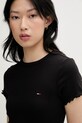 Tommy Jeans T-shirt damski bawełniany z elastanem czarny DW0DW22782