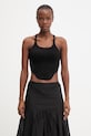 Rick Owens DRKSHDW crop top bawełniany damski czarny DS01F4100.BH