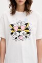 Kenzo t-shirt bawełniany GOTS KENZO WILD TIGER LOOSE T- biały FG52TS3114SG