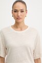 BOSS Orange t-shirt damski lniany C Emma beżowy 50556387