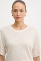 BOSS Orange t-shirt damski lniany C Emma beżowy 50556387
