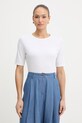 BOSS t-shirt basic damski z dodatkiem jedwabiu Evyta biały 50561508