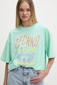 HUGO Blue T-shirt damski bawełniany Oversized_Tee_B turkusowy 50560784