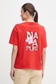 Napapijri t-shirt bawełniany ILIANA nadruk czerwony NP0A8BC4RAU1