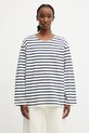 Anine Bing longsleeve damski bawełniany NEWTON TEE ANINE BING - NAVY STRIPE granatowy A.08.11995.STR15