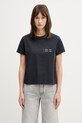 Anine Bing SHELLEY TEE I SEE YOU I LOVE YOU - BLACK T-shirt bawełniany damski czarny A.08.11986.BLK26
