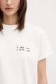 Anine Bing SHELLEY TEE I SEE YOU I LOVE YOU - WASHED CREAM T-shirt bawełniany damski beżowy A.08.11986.WKHA3