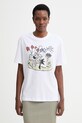 MUNTHE t-shirt bawełniany BALLON nadruk biały 261110726160