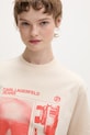 Karl Lagerfeld Jeans t-shirt damski bawełniany beżowy B2W17073