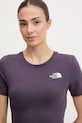 The North Face crop top damski bawełniany z elastanem fioletowy NF0A55AOG5O1