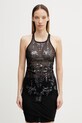 Rick Owens Lilies Basic bluzka na ramiączkach damska cekinowa czarny LI01F7101.TUSM21
