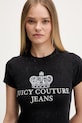 Juicy Couture t-shirt da donna in cotone HERITAGE HILTON nero JCDBJ126961