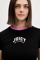 Juicy Couture tričko dámske s bavlnou RINGER TSHIRT čierna JCSCT126403