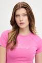 Juicy Couture t-shirt damski z modalu JC BABY TEE różowy JCWCT126317