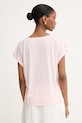 Odzież Morgan T-shirt basic damski z wiskozą DIANA różowy