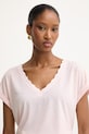 Morgan T-shirt basic damski z wiskozą różowy DIANA