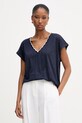 Morgan T-shirt basic damski z wiskozą granatowy DIANA