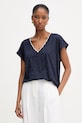 Morgan T-shirt basic damski z wiskozą granatowy DIANA