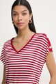 Morgan t-shirt damski z wiskozy czerwony DIVA