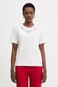 Morgan t-shirt damski bawełniany z elastanem biały DMARE