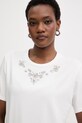 Morgan t-shirt damski bawełniany z elastanem biały DMARE