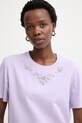 Morgan t-shirt damski bawełniany z elastanem fioletowy DMARE