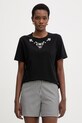 Morgan t-shirt damski bawełniany z elastanem czarny DMARE