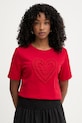 Morgan t-shirt damski bawełniany czerwony DUROUJ
