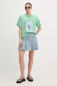 Hurley t-shirt damski bawełniany WTSEU00038 zielony SS26