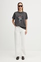 GANNI T-shirt bawełniany damski A1050171 szary
