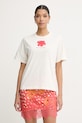 Marimekko T-shirt damski bawełniany beżowy 095471