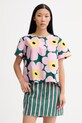 Marimekko T-shirt damski bawełniany różowy 095626
