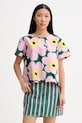 Marimekko T-shirt damski bawełniany różowy 095626