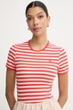 Marimekko T-shirt damski bawełniany z elastanem czerwony 095484