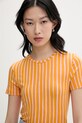 Marimekko T-shirt damski z lyocellem pomarańczowy 095530